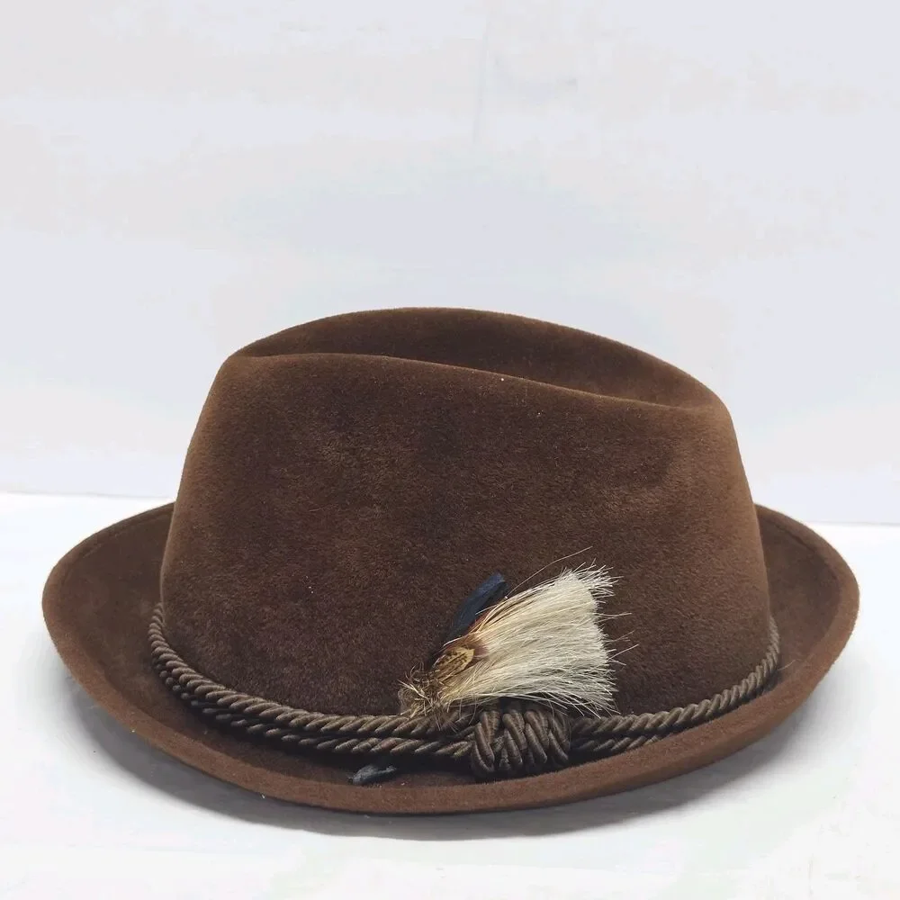 Vintage Eichenberger Switzerland Brown Beaver Hat Hunter Fedora Size 7 1/8 EU 57